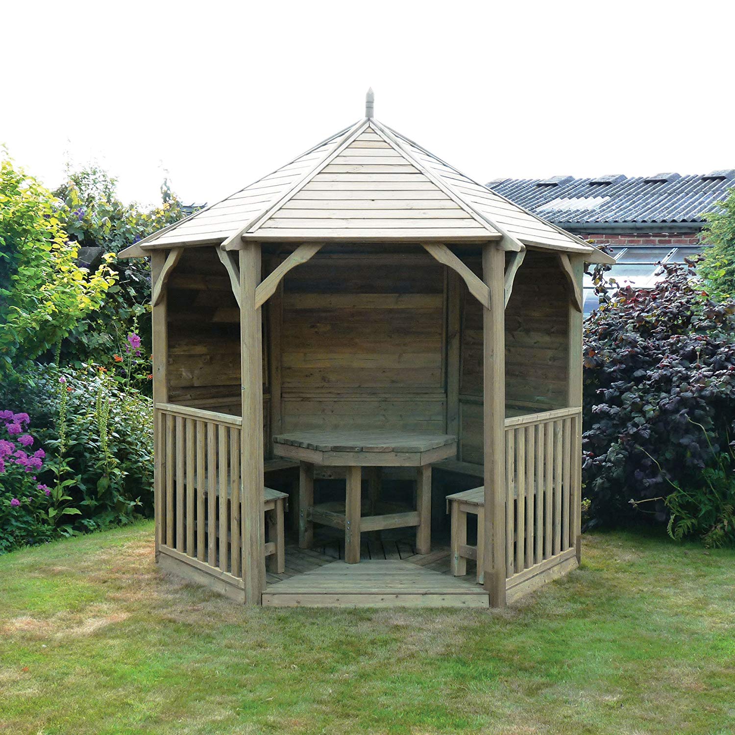 wooden gazebos hampshire gazebo with sides (without central furniture) - pressure treated:  amazon.co.uk: FSXEULP