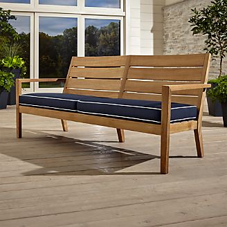 wooden patio furniture regatta natural sofa with sunbrella ® cushion UJUUVZL