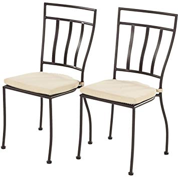 wrought iron chairs amazon.com : alfresco home semplice wrought iron bistro chairs with natural QKLJBIK