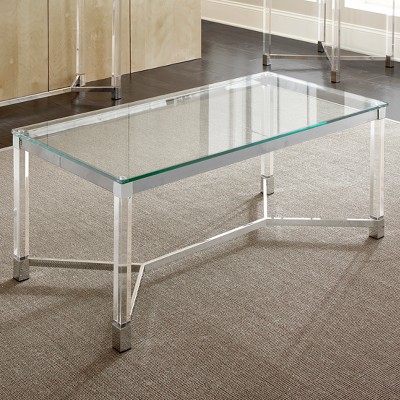 Talia Cocktail Table Glass Acrylic And Chrome - Steve Silver : Target