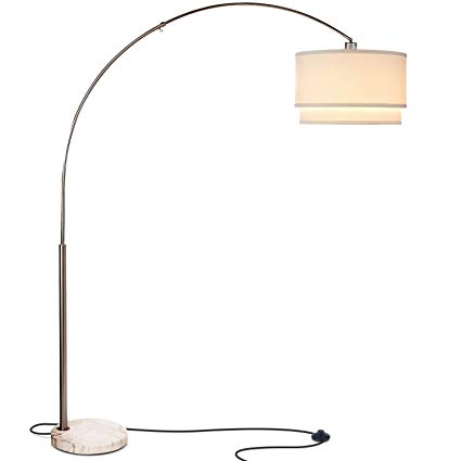 Brightech Mason LED Arc Floor Lamp with Marble Base - Living Room