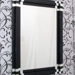 Large Rectangular Modern Block Black Glass Wall Mirror
