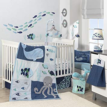 Amazon.com : Lambs & Ivy Oceania 6-Piece Baby Crib Bedding Set