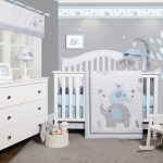 OptimaBaby Blue Grey Elephant 6 Piece Baby Nursery Crib Bedding Set