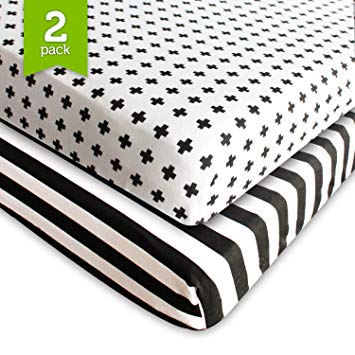 Amazon.com : Crib Sheet Fitted Jersey Cotton (2 Pack) Black, White
