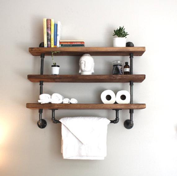 Industrial pipe shelf Bathroom shelves Kitchen shelves | Etsy