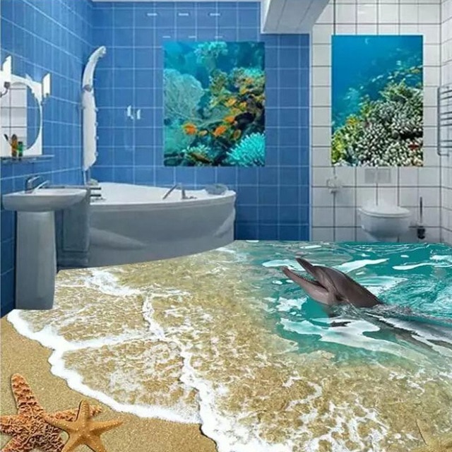 Custome 3d floor tiles sea toilet 80x80cm bathroom wall tiles home