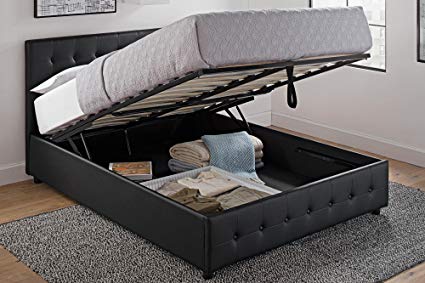 Amazon.com: DHP Cambridge Upholstered Faux Leather Platform Bed with