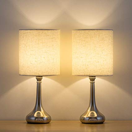 HAITRAL Bedside Table Lamps Set of 2 - Unique Modern Nightstand