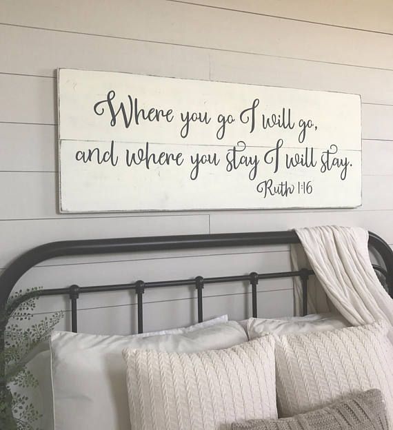Bedroom wall decor Where you go I will go wood signs | things for