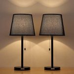 HAITRAL Black Bedside Table Lamps - Set of 2 Night Stand Lamps with