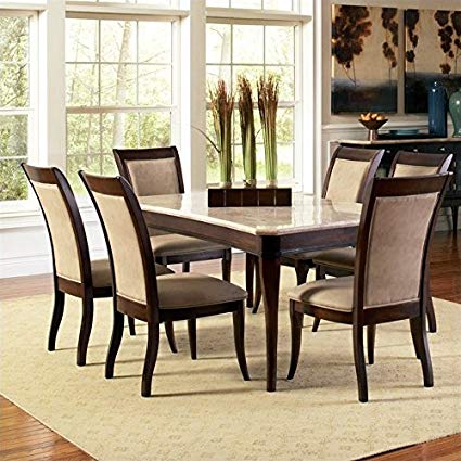 Amazon.com - Steve Silver Marseille 7 Piece Marble Top Dining Set in