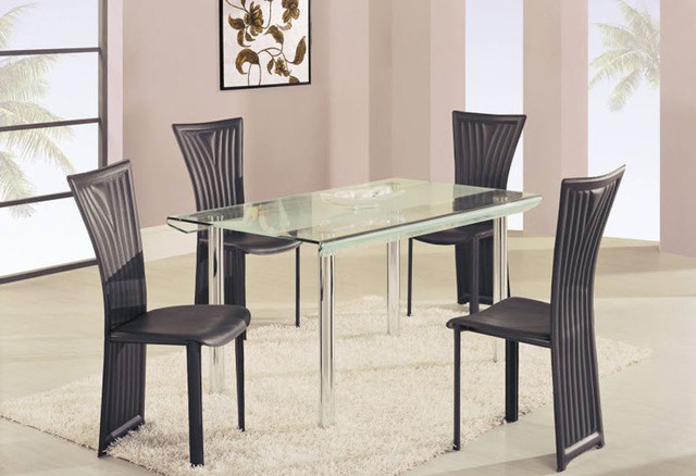 High Class Rectangular Glass Top Dining Furniture Set Modern