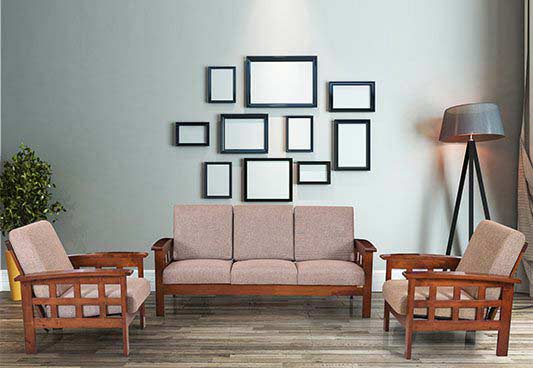 Buy Royaloak Melborne 3+1+1 Solidwood Sofa Set -Brown by Royaloak at