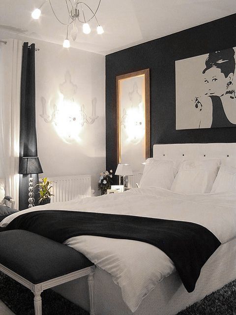 one black painted wall | Apartment | White Bedroom, Bedroom black