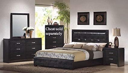 Amazon.com: 4pc King Size Bedroom Set in Black Finish: Kitchen & Dining
