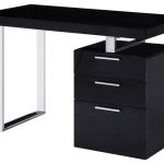 Geneva Modern Style Office Desk, Black Gloss - Modern - Desks And