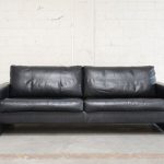 Vintage Conseta Black Leather Sofa from Cor for sale at Pamono