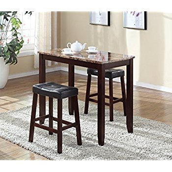 Amazon.com - Roundhill Furniture 3-Piece Counter Height Glossy Print
