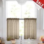 Amazon.com: Taupe Tier Curtains 24 inch Rod Pocket Kitchen Window