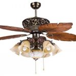 Large Tropical Ceiling Fan Light with 5 Maple Leaves Blade