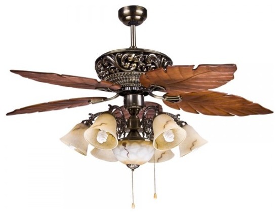 Large Tropical Ceiling Fan Light with 5 Maple Leaves Blade
