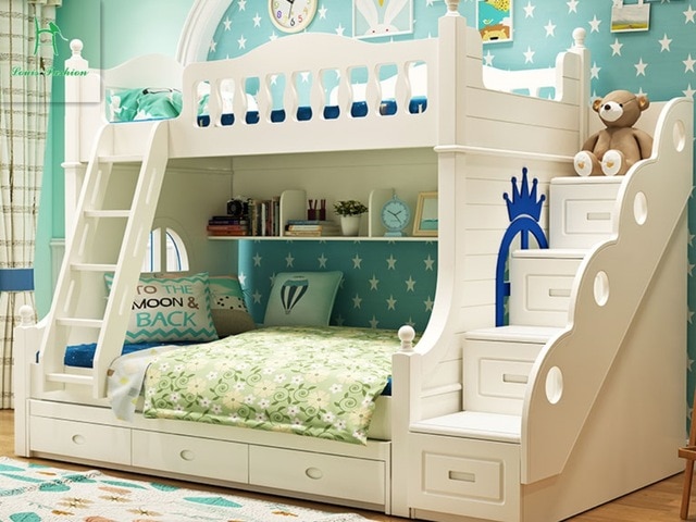 Louis Fashion Double solid wood bunk bed for children-in Children