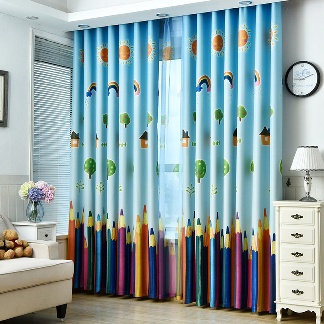 Rainbows and Pencils Children Curtains Baby Room Curtains for Living