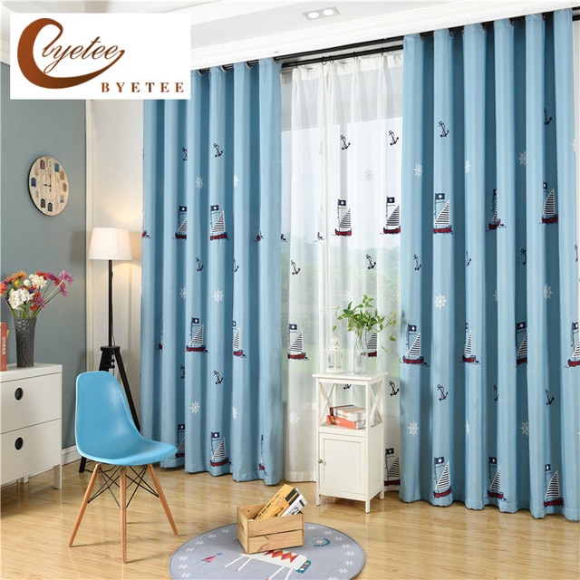 byetee] Children Curtains For Living Blackout Embroidered Curtains