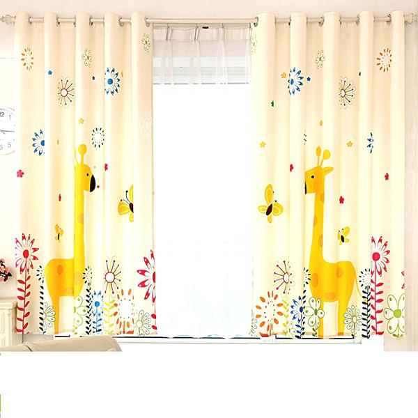 Impressive Giraffe Digital Print Children Curtains Cartoon Floating
