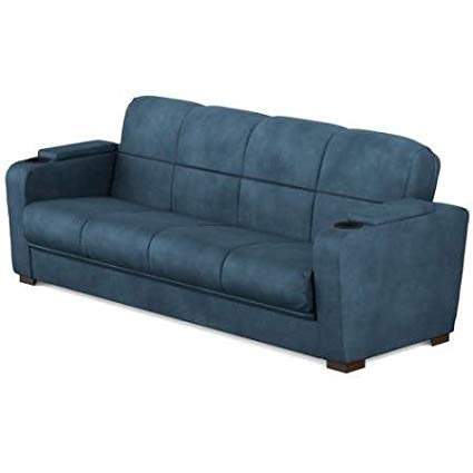 Amazon.com: Futon Bed Couch- with Comfortable Support-Polyester Blue