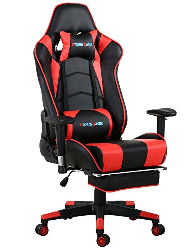 Big Gaming Chair Ergonomic Racing Computer Chair with Footrest,Red