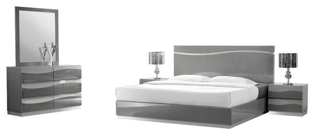 Leon Gray Modern 5-Piece Bedroom Set - Contemporary - Bedroom