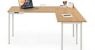 Zinus L-Shaped Corner Desk in Cream