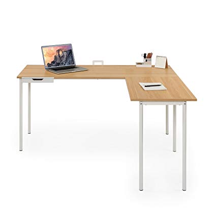 Zinus L-Shaped Corner Desk in Cream