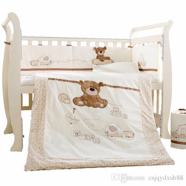 Baby Cot Bedding Set Cotton Crib Bedding Set Detachable Quilt Pillow