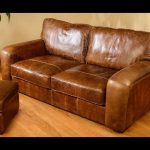 Distressed Leather Sofa with Nailhead Trim UK - YouTube