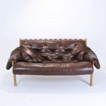 Mid-Century Modern Tufted & Distressed Leather Sofa, 1970s for sale