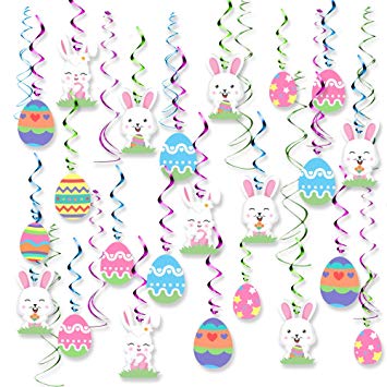 Amazon.com: 30PCS Easter Decorations Egg Bunny Foil Swirl Party