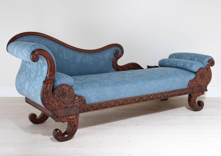 19th Century Empire Recamier or Fainting Couch in Mahogany with