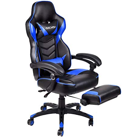 Ergonomic Computer Gaming Chair, Large Size PU Leather High Back Office  Racing Chairs with Widen Thicken Seat and Retractable Footrest and Lumbar