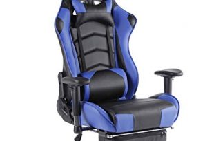 Top Gamer Gaming Chair High Back PC Computer Game Chair with Footrest  Office Chairs for Video Game (Blue)