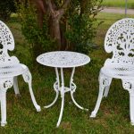 Angel White Garden Bistro Set - Table and Two Chairs for Yard, 3