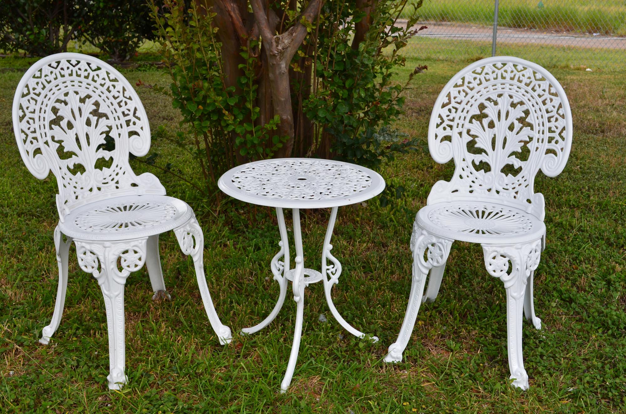 Angel White Garden Bistro Set - Table and Two Chairs for Yard, 3