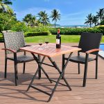 Costway 3PCS Patio Outdoor Garden Dining Set Folding Table Stackable