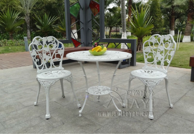 3 piece cast aluminum table and chair patio furniture garden