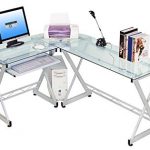 Amazon.com: Tempered Glass L Shape Corner Desk With Pull Out