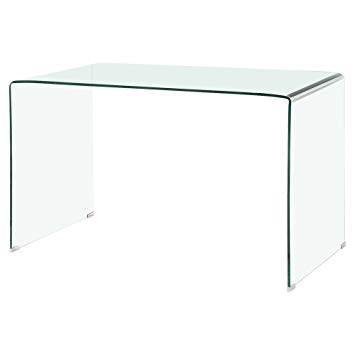 The Furniture Market Geo-Glass Large Clear Glass Desk: Amazon.co.uk