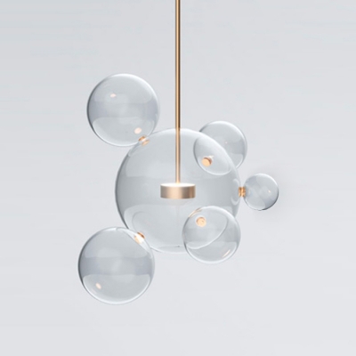 Globe Glass Pendant Lights Brass Stem, 17 Inch - Beautifulhalo.com