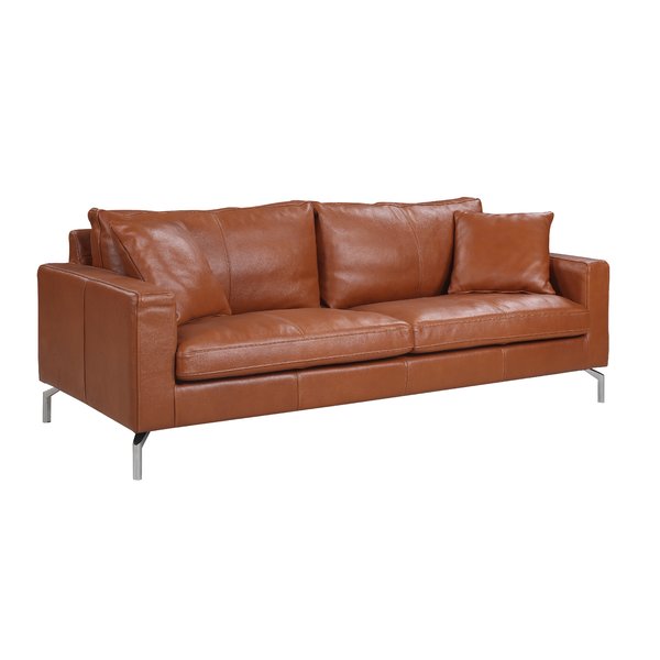 Nyyear Mid Century Modern Plush Top Grain Leather Sofa & Reviews
